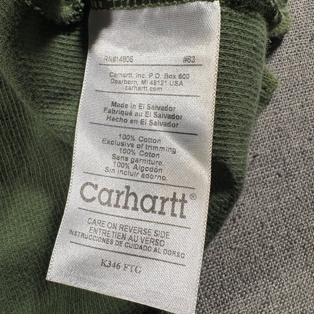 Carhartt Quarter Zip Pullover Mens XL Green Waffle Knit K346 FTG Pocket Sweater - Picture 8 of 9